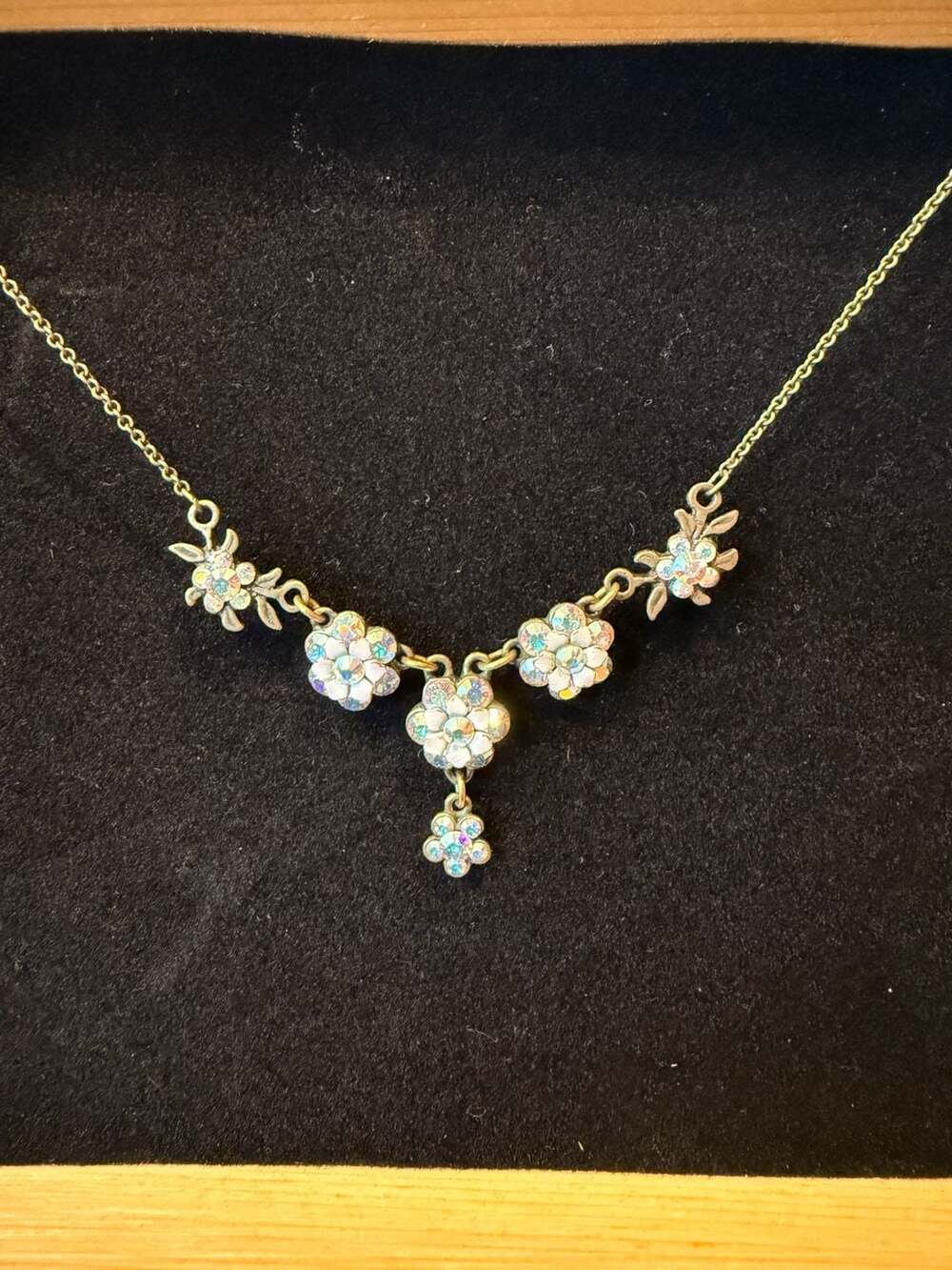 Michal Negrin Vintage Swarovski Aurora Borealis Crystal Floral Necklace